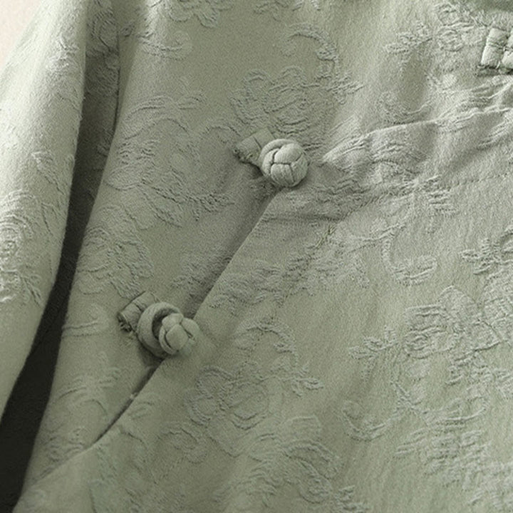 Camicia da donna in cotone a maniche lunghe Zen con motivo jacquard semplice primaverile Buddha Stones - image 2