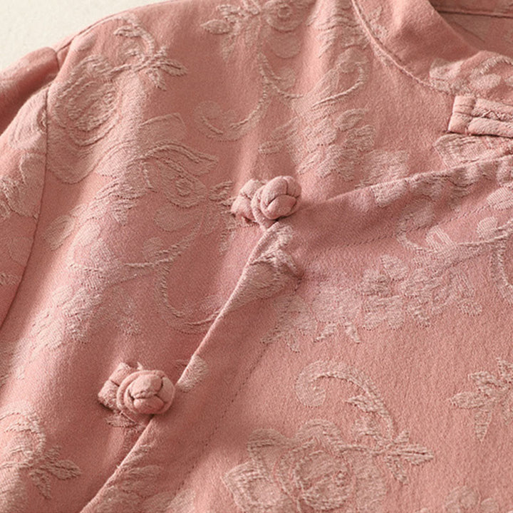 Camicia da donna in cotone a maniche lunghe Zen con motivo jacquard semplice primaverile Buddha Stones - image 13