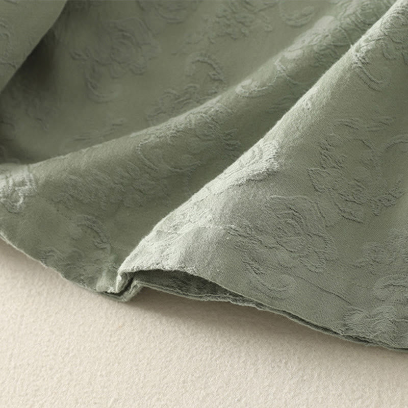 Camicia da donna in cotone a maniche lunghe Zen con motivo jacquard semplice primaverile Buddha Stones - image 4