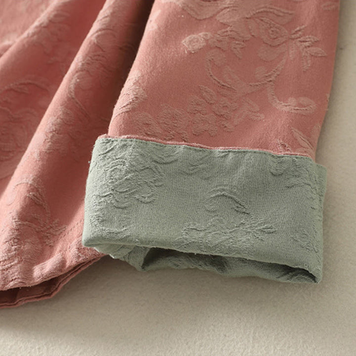 Camicia da donna in cotone a maniche lunghe Zen con motivo jacquard semplice primaverile Buddha Stones - image 17