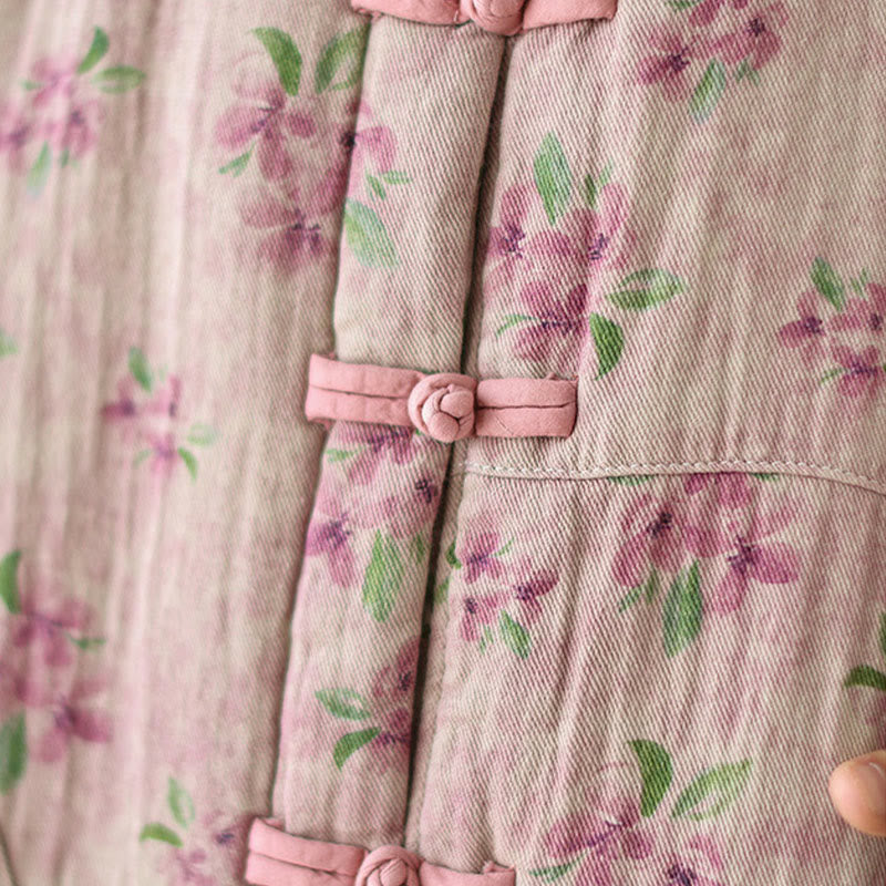 Giacca da donna a maniche lunghe in cotone termico con stampa floreale e tasche Buddha Stones - image 6