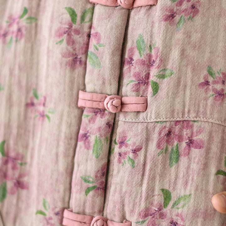 Giacca da donna a maniche lunghe in cotone termico con stampa floreale e tasche Buddha Stones - image 6