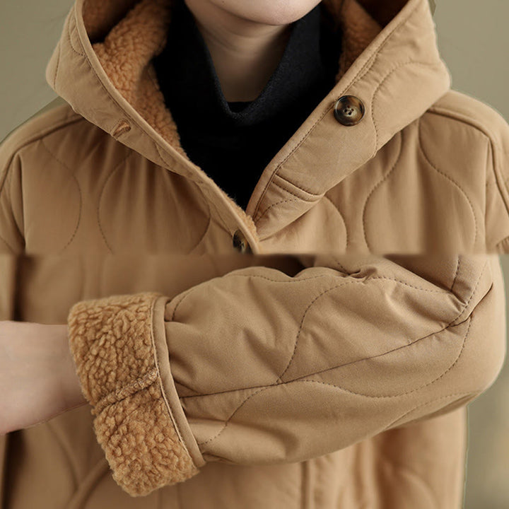 Giacca con cappuccio a maniche lunghe da donna Buddha Stones, in cotone, con fodera in pile termico e tasche - image 7