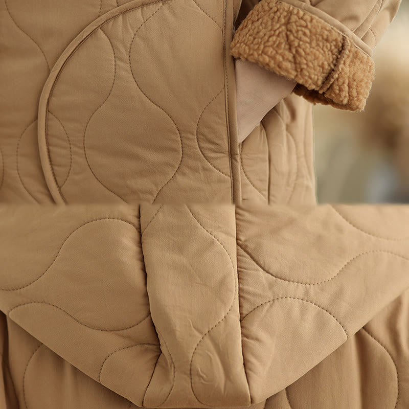 Giacca con cappuccio a maniche lunghe da donna Buddha Stones, in cotone, con fodera in pile termico e tasche - image 8