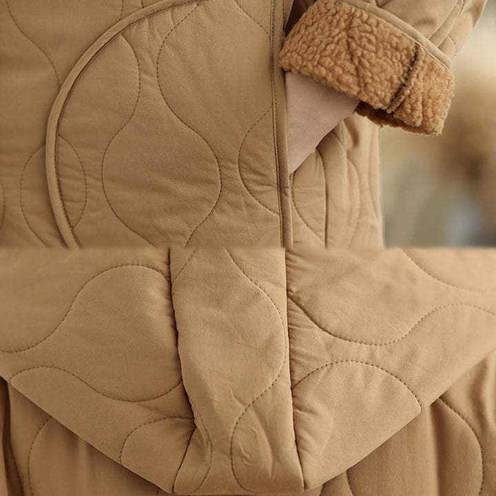 Giacca con cappuccio a maniche lunghe da donna Buddha Stones, in cotone, con fodera in pile termico e tasche - image 8