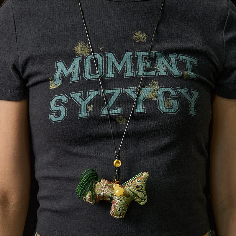 Buddha Stones Anno del Cavallo Shu Broccato di Seta Erba Riccia Motivo Melograno Decorazione Appesa - image 5