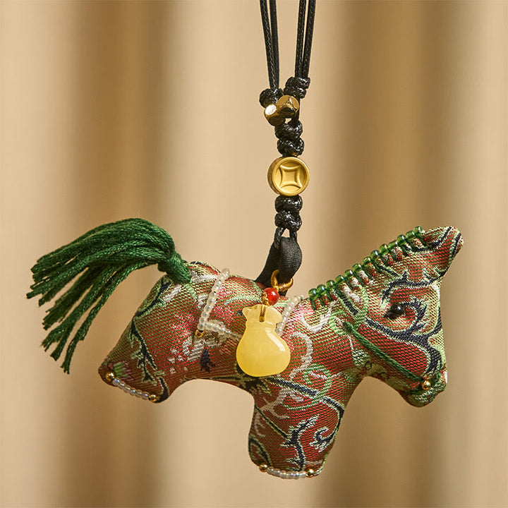 Buddha Stones Anno del Cavallo Shu Broccato di Seta Erba Riccia Motivo Melograno Decorazione Appesa - image 1