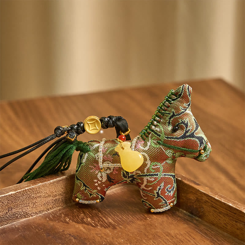 Buddha Stones Anno del Cavallo Shu Broccato di Seta Erba Riccia Motivo Melograno Decorazione Appesa - image 2