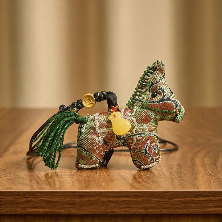 Buddha Stones Anno del Cavallo Shu Broccato di Seta Erba Riccia Motivo Melograno Decorazione Appesa - image 3