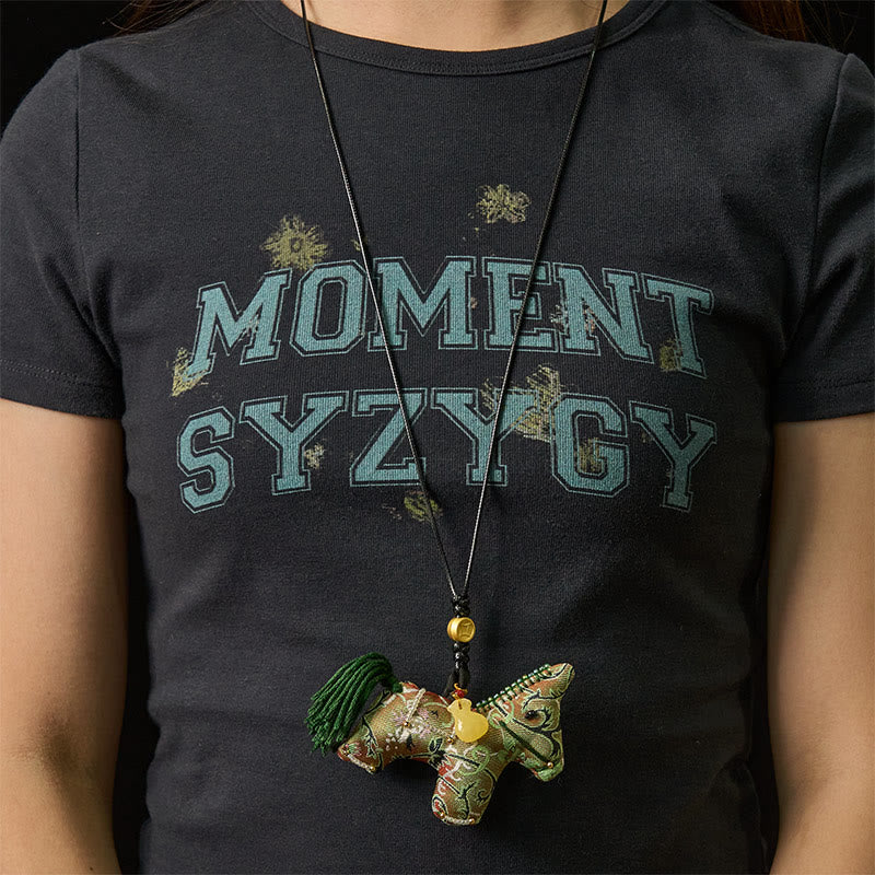 Buddha Stones Anno del Cavallo Shu Broccato di Seta Erba Riccia Motivo Melograno Decorazione Appesa - image 6