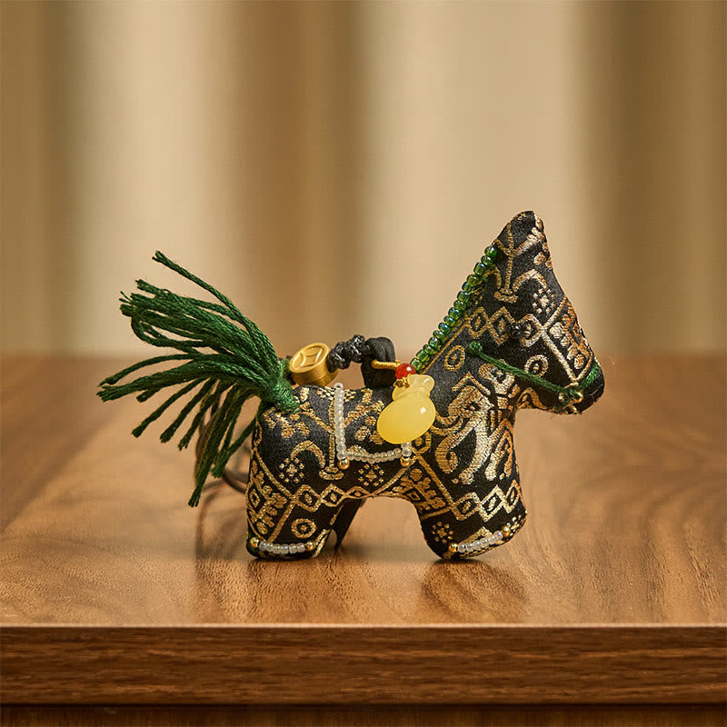 Buddha Stones Anno del Cavallo Zhuang Broccato di Seta Ti Augura Buona Fortuna Decorazione Appesa - image 3