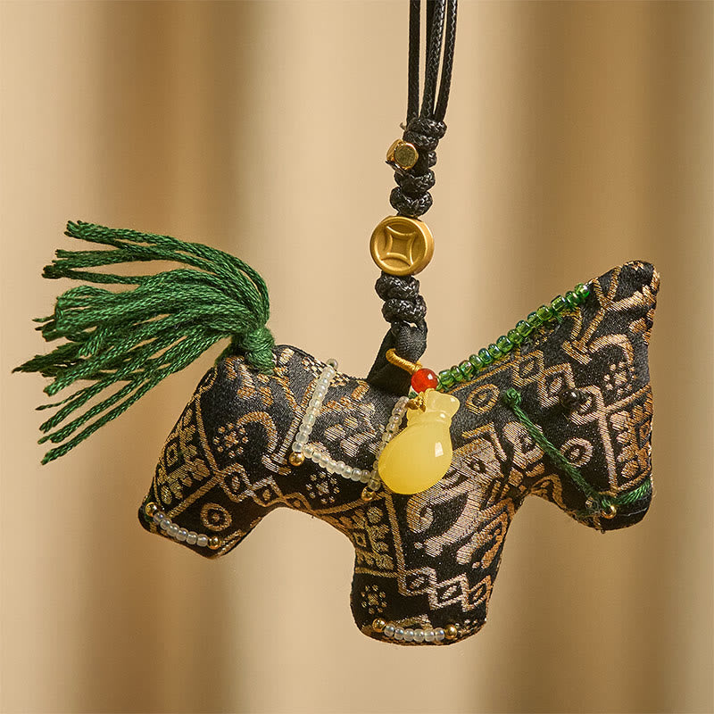 Buddha Stones Anno del Cavallo Zhuang Broccato di Seta Ti Augura Buona Fortuna Decorazione Appesa - image 1