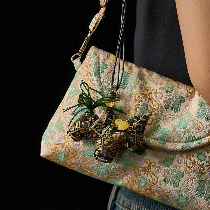 Buddha Stones Anno del Cavallo Zhuang Broccato di Seta Ti Augura Buona Fortuna Decorazione Appesa - image 4