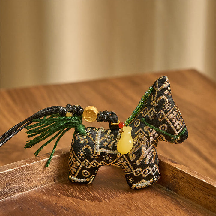 Buddha Stones Anno del Cavallo Zhuang Broccato di Seta Ti Augura Buona Fortuna Decorazione Appesa - image 2