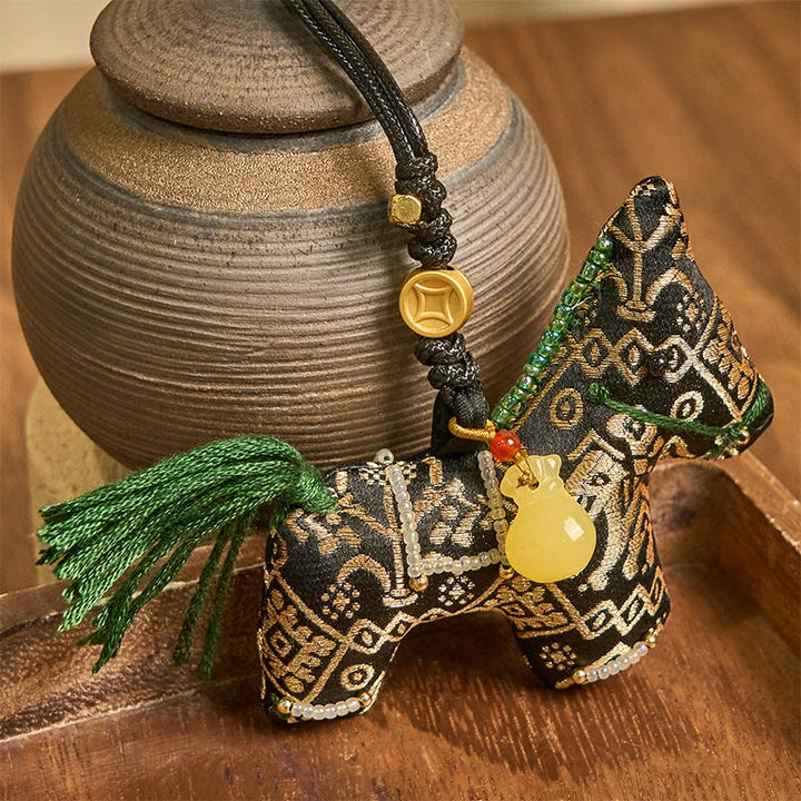 Buddha Stones Anno del Cavallo Zhuang Broccato di Seta Ti Augura Buona Fortuna Decorazione Appesa - Ti auguro buona fortuna - image 0