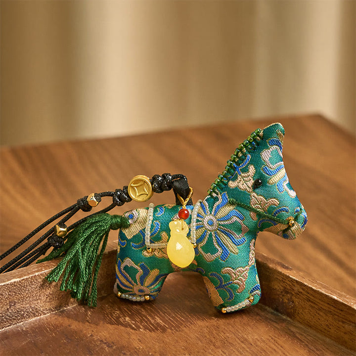 Decorazione da appendere al tesoro a quattro lati in broccato di seta, anno del cavallo , Buddha Stones - image 2