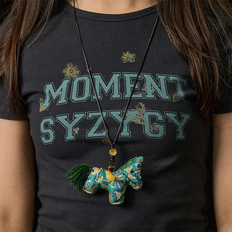 Decorazione da appendere al tesoro a quattro lati in broccato di seta, anno del cavallo , Buddha Stones - image 5