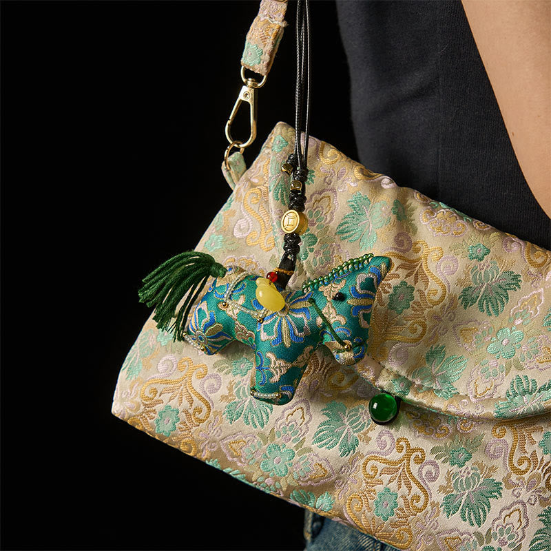 Decorazione da appendere al tesoro a quattro lati in broccato di seta, anno del cavallo , Buddha Stones - image 4