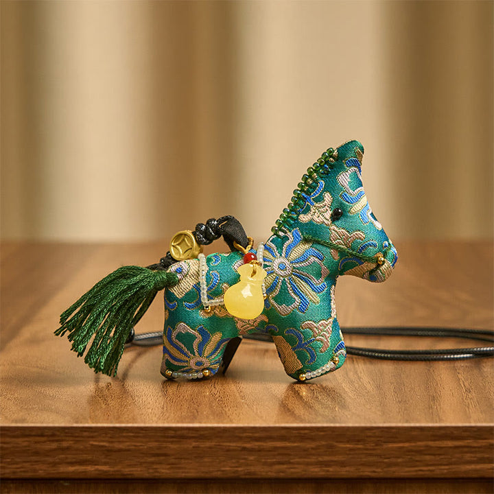 Decorazione da appendere al tesoro a quattro lati in broccato di seta, anno del cavallo , Buddha Stones - image 3