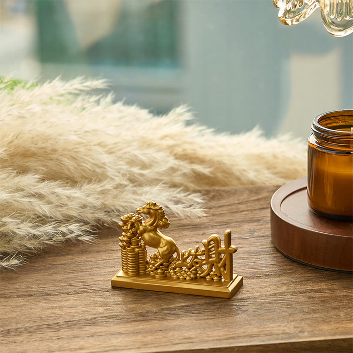 Buddha Stones "Diventa ricco ora" Anno del Cavallo Lingotti Prosperità Decorazione per la casa - image 2