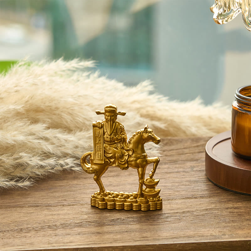 Buddha Stones "Diventa ricco ora" Anno del Cavallo Dio della ricchezza Lingotti Lega della prosperità Decorazione per la casa - image 2