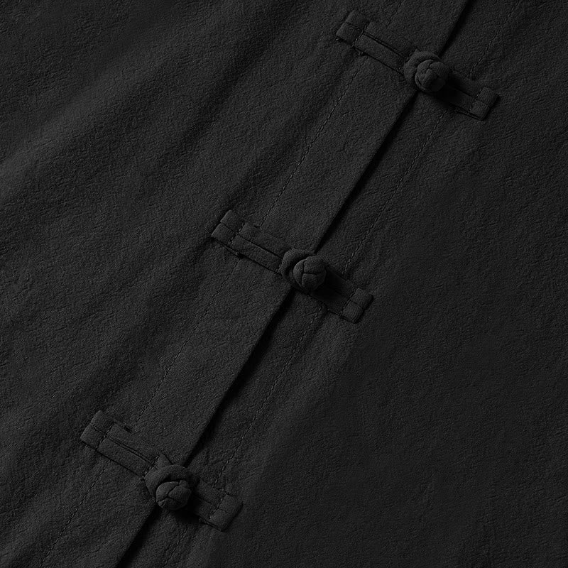 Camicia da donna in cotone con colletto rialzato, maniche lunghe, bottoni etnici a forma di rana, con tasche Buddha Stones - image 19