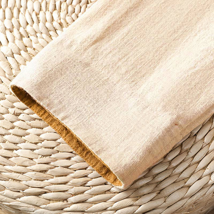 Camicia da donna in lino a maniche lunghe con bottoni cinesi a forma di rana e motivo a contrasto di colore Buddha Stones - image 17