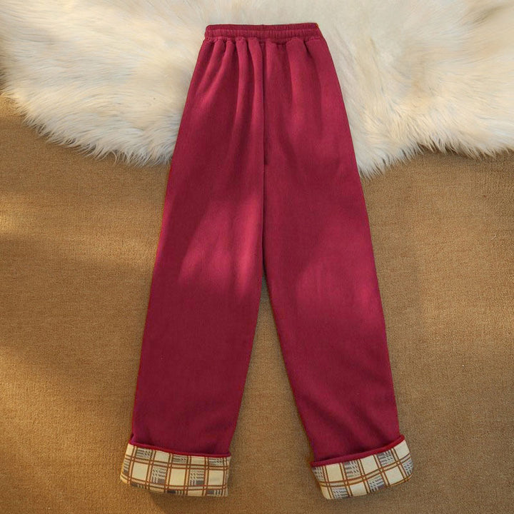 Pantaloni larghi da donna in velluto a coste di cotone patchwork con fodera in pile e tasche Buddha Stones - image 34