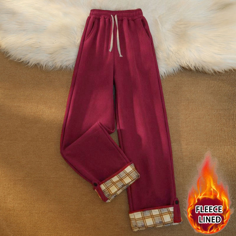 Pantaloni larghi da donna in velluto a coste di cotone patchwork con fodera in pile e tasche Buddha Stones - Rosso scuro (foderato in pile) - US18, UK/AU22, EU50 (6XL) - image 26