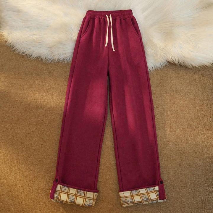 Pantaloni larghi da donna in velluto a coste di cotone patchwork con fodera in pile e tasche Buddha Stones - image 29