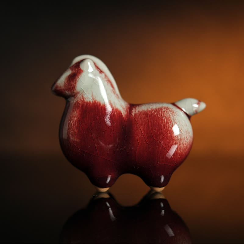 Buddha Stones Anno del Cavallo Ceramica Prosperità Decorazione per la casa - Cavallo in ceramica 10*4*8,5cm - image 0