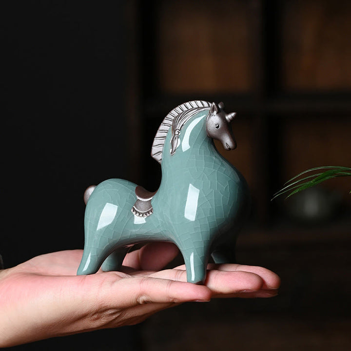 Buddha Stones Anno del Cavallo Ceramica Libertà Decorazione da tavolo per la casa - image 7