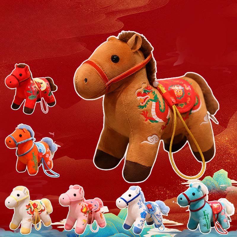 Buddha Stones Anno del Cavallo Bambù Drago Loto Fenice Peluche Bambola Decorazione per la casa - image 26