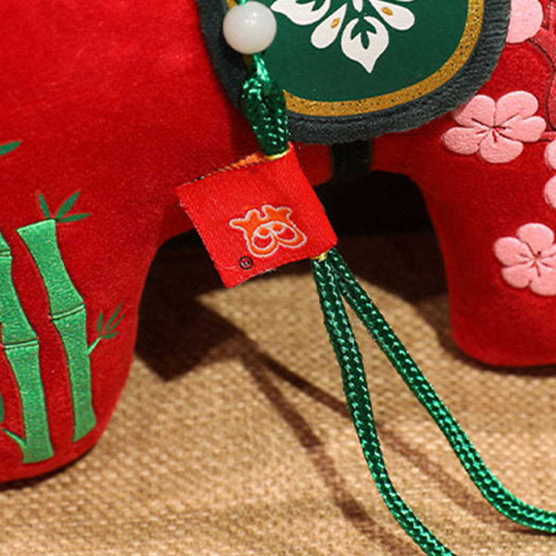 Buddha Stones Anno del Cavallo Bambù Drago Loto Fenice Peluche Bambola Decorazione per la casa - image 4