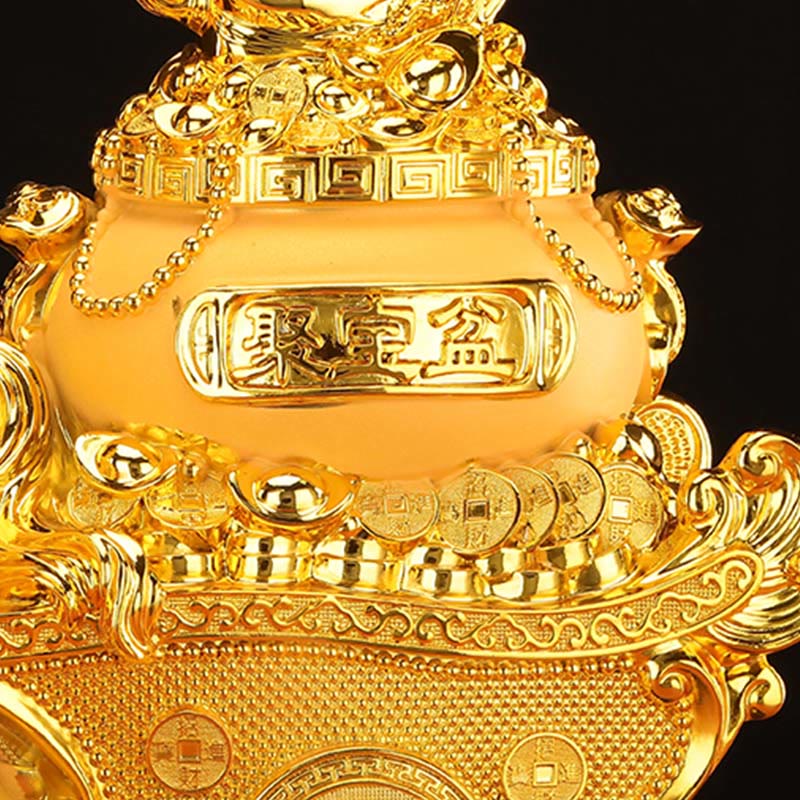 Buddha Stones "Buona Fortuna" Anno del Cavallo Ciotola del Tesoro Lingotti Ricchezza Resina Decorazione per la Casa - image 10