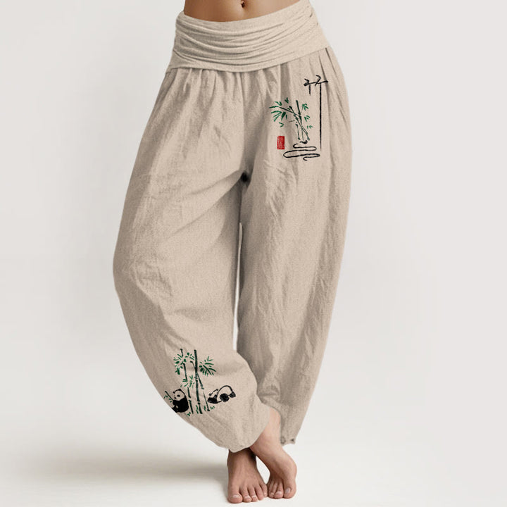 Pantaloni harem da donna in puro cotone con elastico in vita e motivo a Buddha Stones - Abbronzatura - US16, UK/AU20, EU48 (3XL) - image 11
