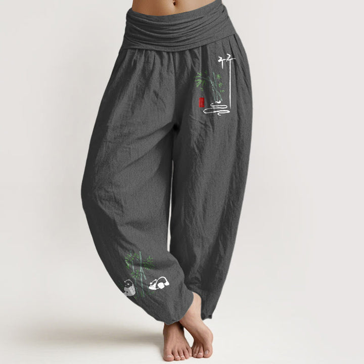 Pantaloni harem da donna in puro cotone con elastico in vita e motivo a Buddha Stones - Grigio scuro - US16, UK/AU20, EU48 (3XL) - image 8