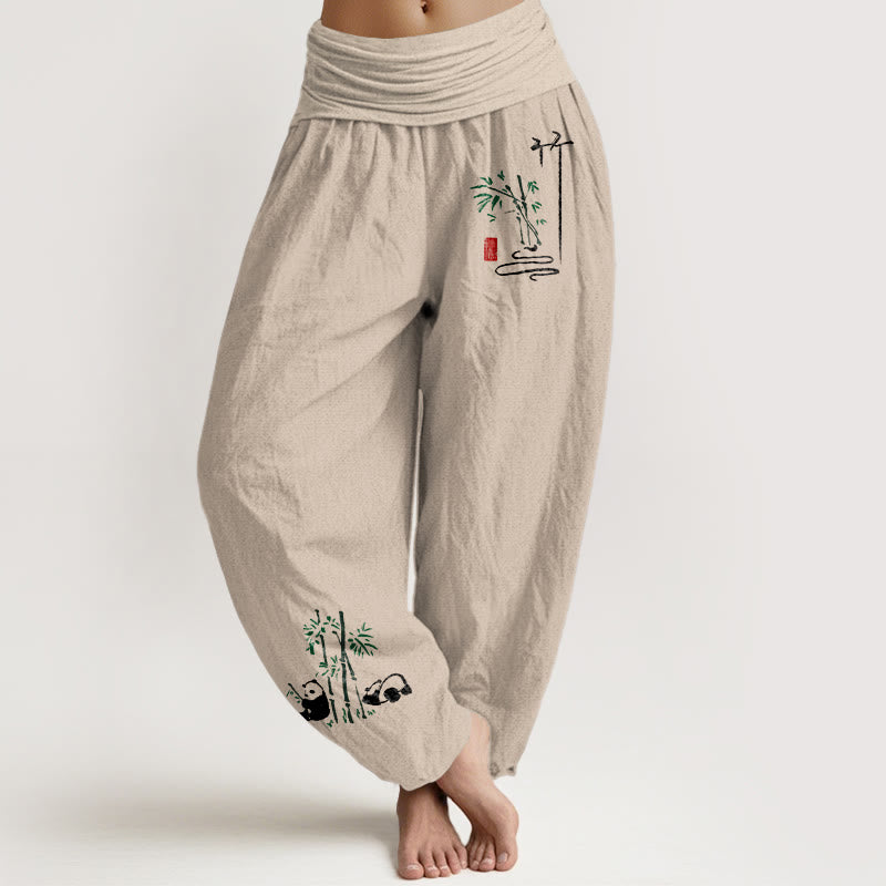 Pantaloni harem da donna in puro cotone con elastico in vita e motivo a Buddha Stones - Abbronzatura - US16, UK/AU20, EU48 (3XL) - image 11