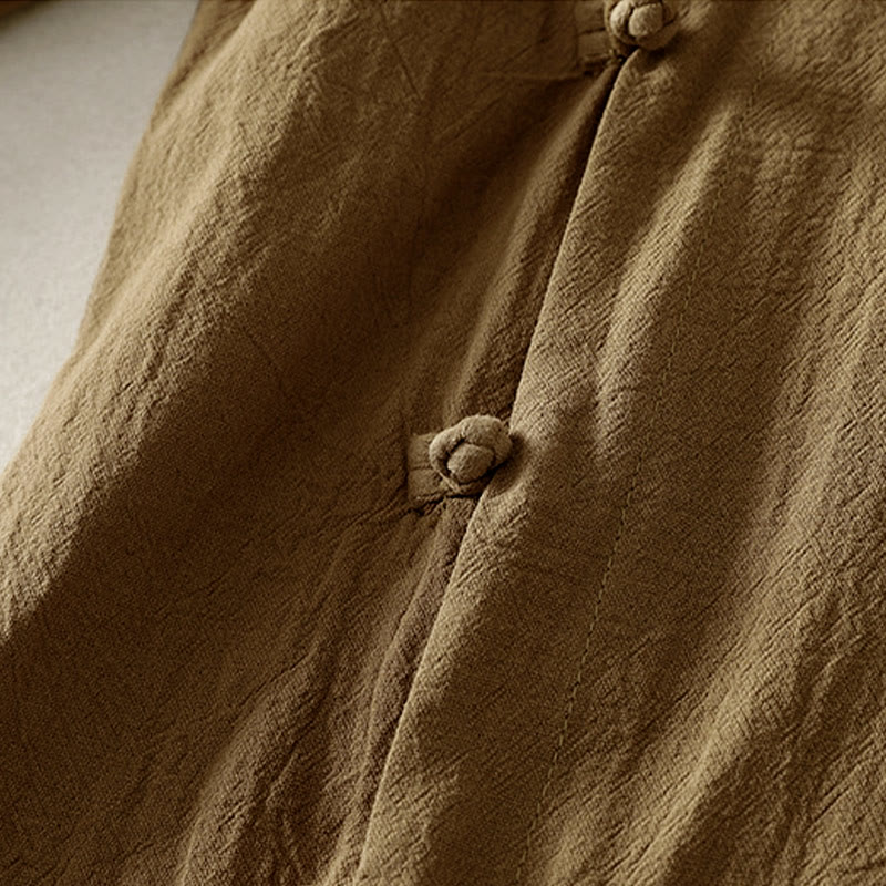 Camicia da donna in cotone a maniche lunghe con bottoni a rana sul davanti asimmetrici Buddha Stones - image 3