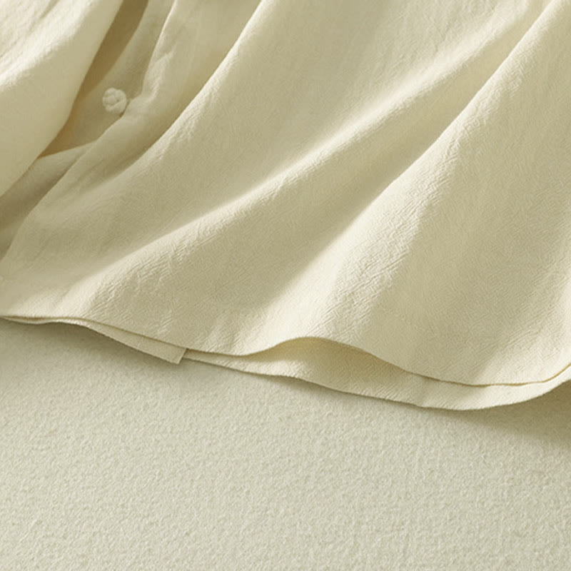 Camicia da donna in cotone a maniche lunghe con bottoni a rana sul davanti asimmetrici Buddha Stones - image 14