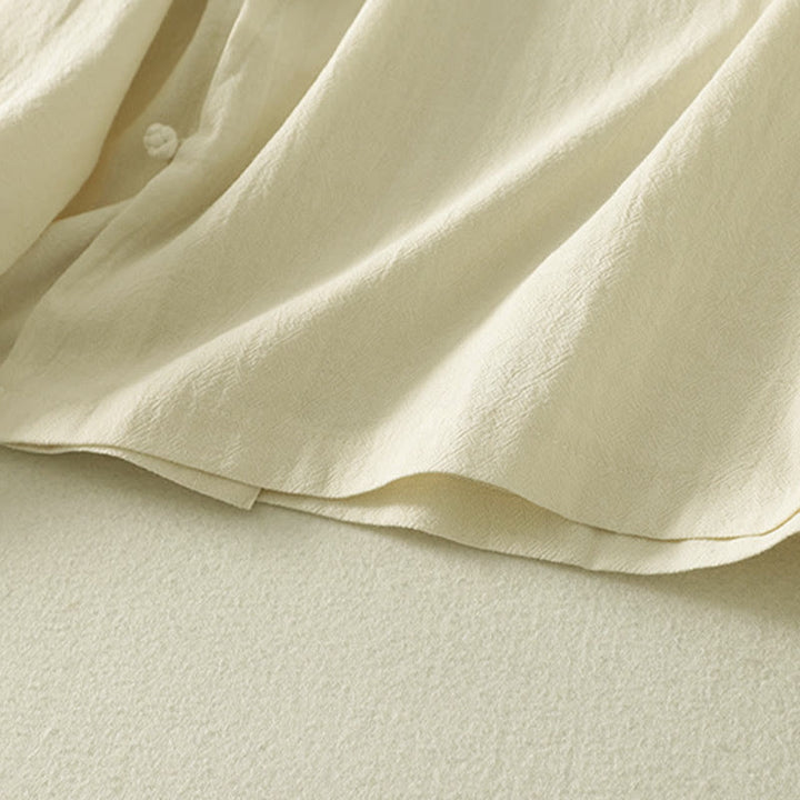 Camicia da donna in cotone a maniche lunghe con bottoni a rana sul davanti asimmetrici Buddha Stones - image 14