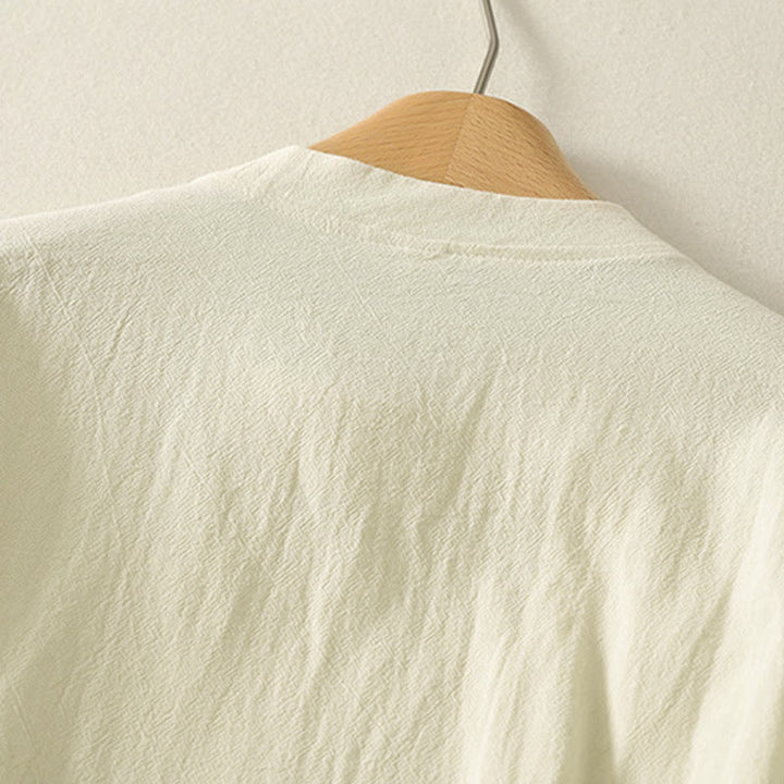 Camicia da donna in cotone a maniche lunghe con bottoni a rana sul davanti asimmetrici Buddha Stones - image 9