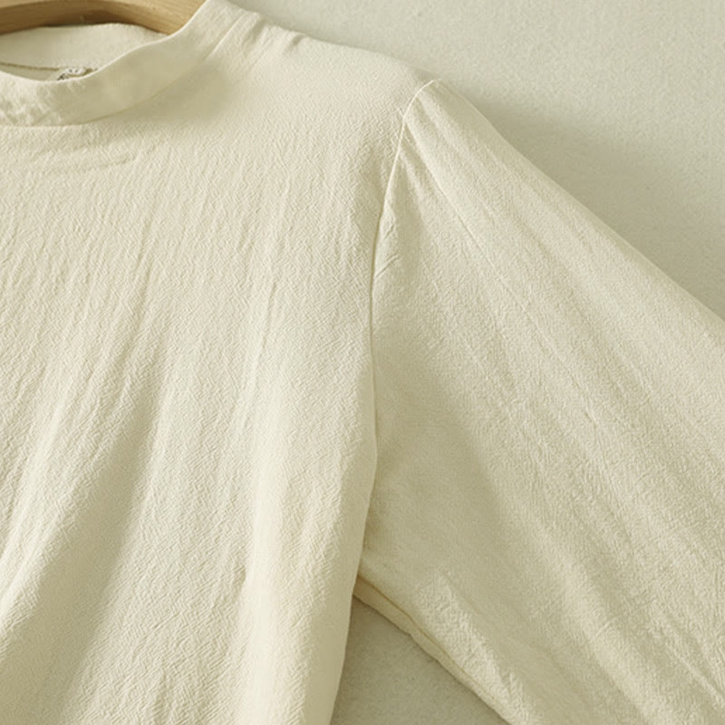 Camicia da donna in cotone a maniche lunghe con bottoni a rana sul davanti asimmetrici Buddha Stones - image 11