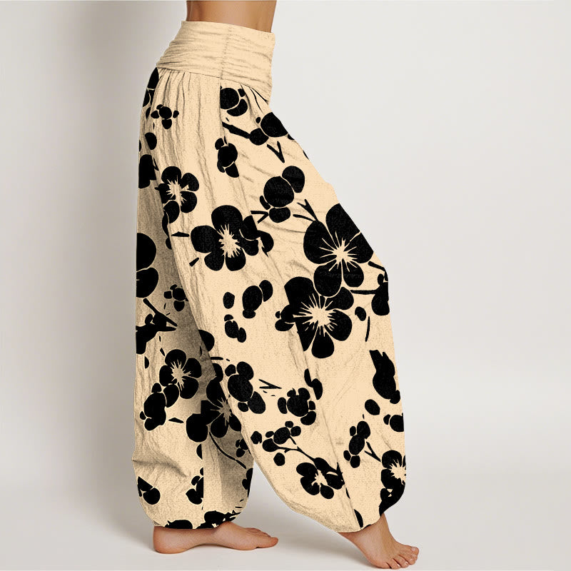 Pantaloni harem da donna con elastico in vita e fiori in puro cotone con Buddha Stones - image 7