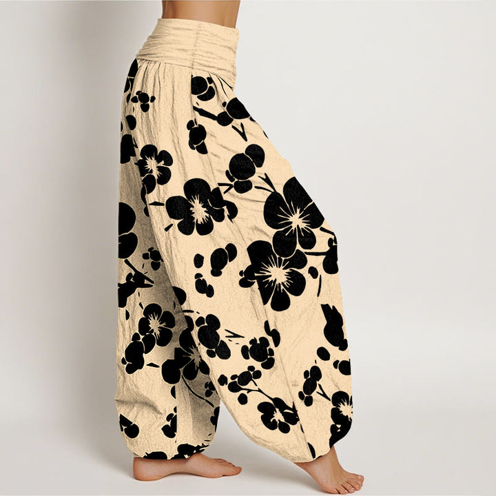 Pantaloni harem da donna con elastico in vita e fiori in puro cotone con Buddha Stones - image 7