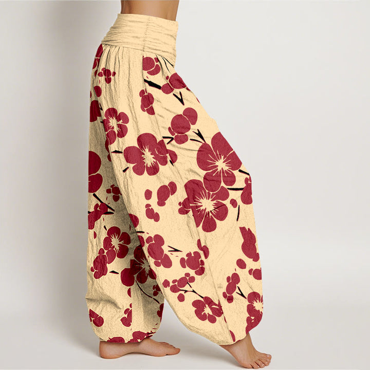 Pantaloni harem da donna con elastico in vita e fiori in puro cotone con Buddha Stones - image 10