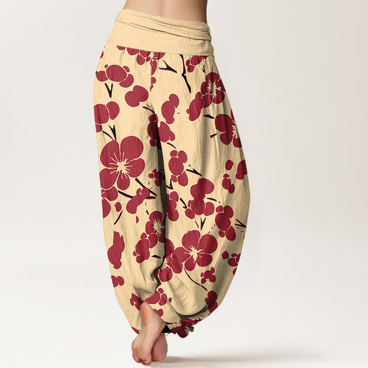 Pantaloni harem da donna con elastico in vita e fiori in puro cotone con Buddha Stones - image 9