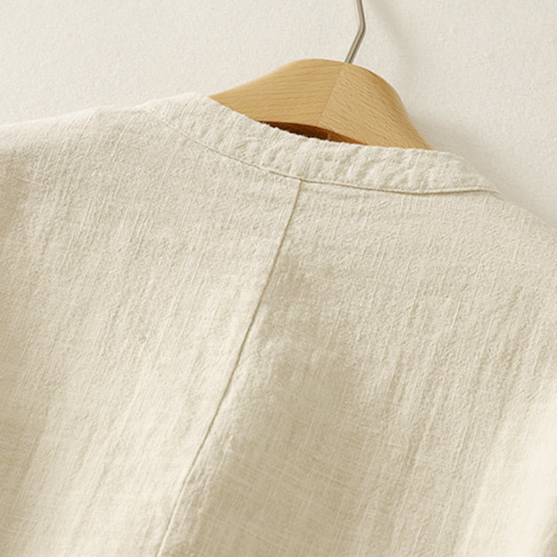 Camicia da donna in cotone e lino Zen con bottoni cinesi e maniche lunghe, motivo Buddha Stones - image 9