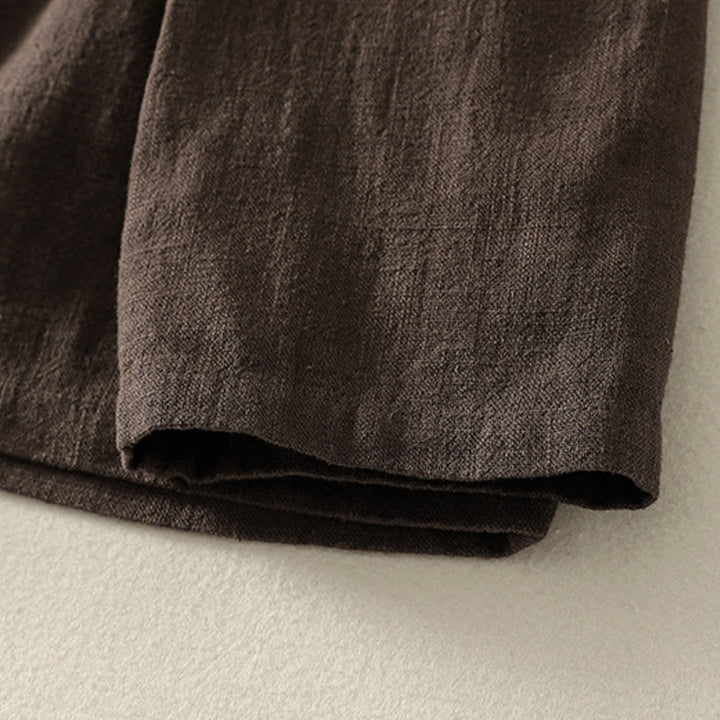 Camicia da donna in cotone e lino Zen con bottoni cinesi e maniche lunghe, motivo Buddha Stones - image 4