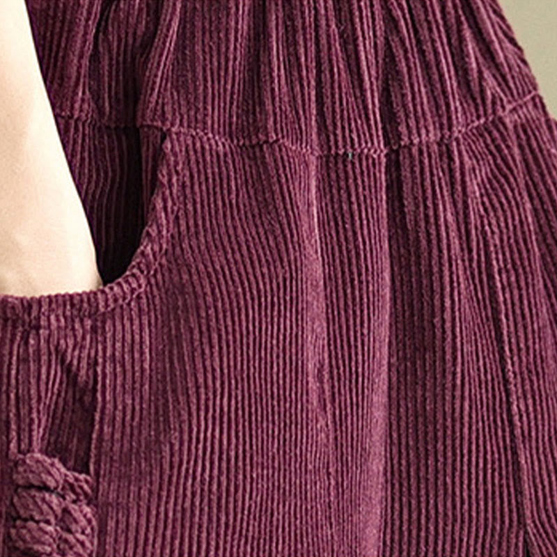 Pantaloni larghi in velluto a coste con coulisse e tasche, da donna, modello Buddha Stones, in colori puri - image 7